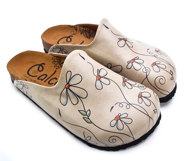 Chaussures femme Calceo mules avec des marguerites CAL1410 CAL1410