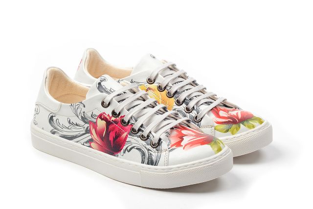 Damenschuhe Goby Sneaker Low mit Blumen NSP103