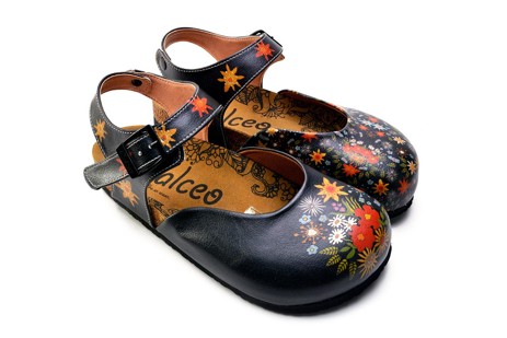 Dámské klasické sandály Calceo s květinami CAL1610