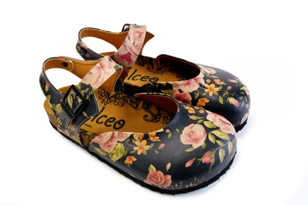 Womens full toe sandals Calceo with flowers CAL1604